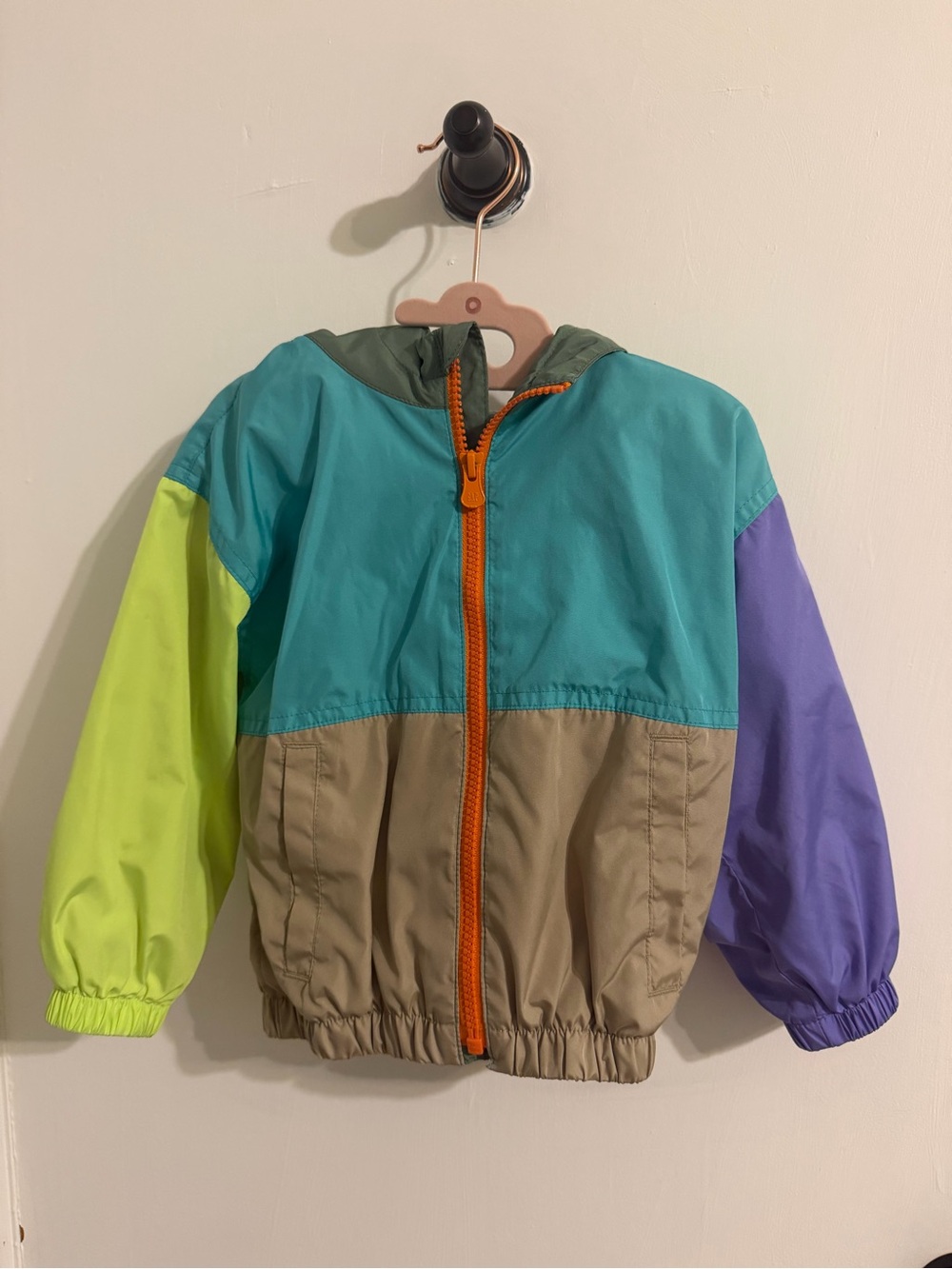 GAP Kids Colorblock Rain Jacket - Teal, Lime, Purple & Tan